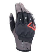 Guanti Alpinestars Techdura, guanti da moto, marrone Falcon e nero con accenti rossi, protezione imbottita sulle nocche, mesh traspirante e tessuto elasticizzato, inserti protettivi sulle dita, logo a stella sul polsino