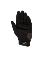 Guanti Alpinestars Megawatt V2, guanti da motocross ed enduro, nero, vista del palmo con sezioni rinforzate su palmo e pollice, trama traforata per la ventilazione, cinturino in velcro sul polso con logo Alpinestars bianco