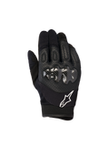 Guanti Alpinestars Megawatt V2, guanti da motocross ed enduro, neri, con protezione rigida per le nocche con finitura effetto carbonio, dorso in pelle traforata per la traspirabilità, logo Alpinestars bianco sul polsino, protezione durevole per il fuoristrada