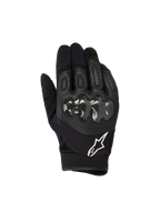 Guanti Alpinestars Megawatt V2, guanti da motocross ed enduro, neri, con protezione rigida per le nocche con finitura effetto carbonio, dorso in pelle traforata per la traspirabilità, logo Alpinestars bianco sul polsino, protezione durevole per il fuoristrada