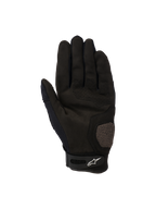 Guanti Alpinestars Megawatt V2, guanti da motocross ed enduro, nero, vista del palmo con zone rinforzate su pollice e palmo, dettagli traforati per la circolazione dell'aria e chiusura del polso in velcro con logo Alpinestars