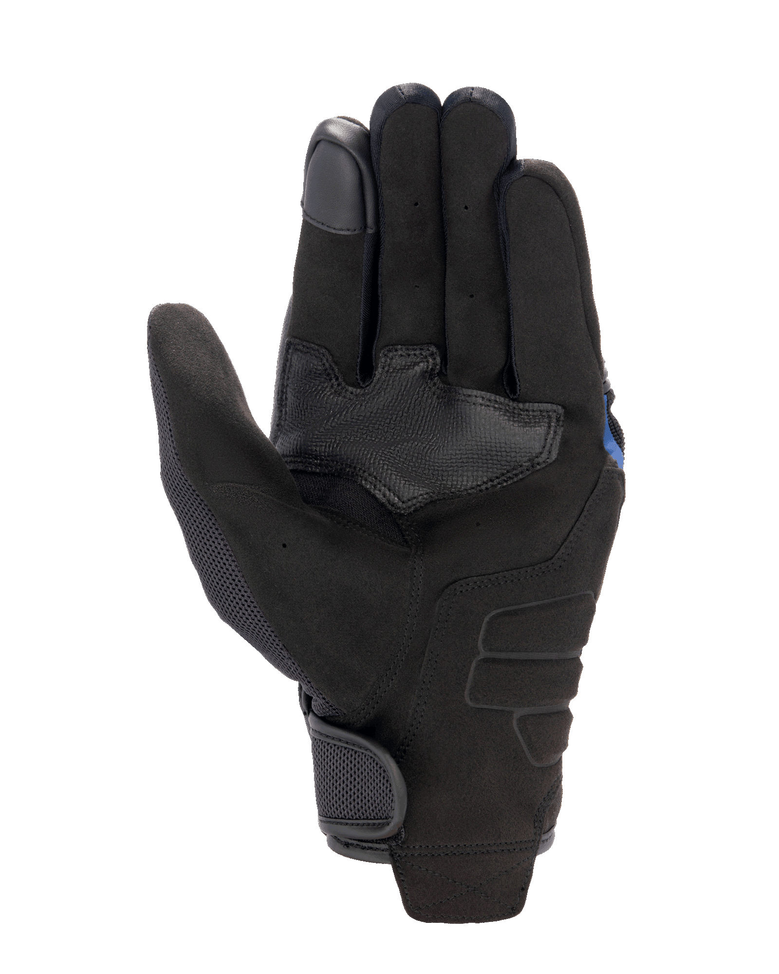 Alpinestars FQ20 Copper Gloves, guanti da moto urban, nero, vista del palmo in materiale scamosciato sintetico, toppa di rinforzo con grip testurizzato, pannelli in mesh sul pollice e chiusura del polso a strappo.