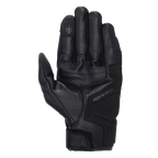 Guanti Alpinestars Celer V3, guanti da moto in pelle nera, vista del palmo con imbottitura rinforzata e punta del dito compatibile con touchscreen, resistente pelle di capra con branding Alpinestars discreto, accessorio per guida su strada a polsino corto