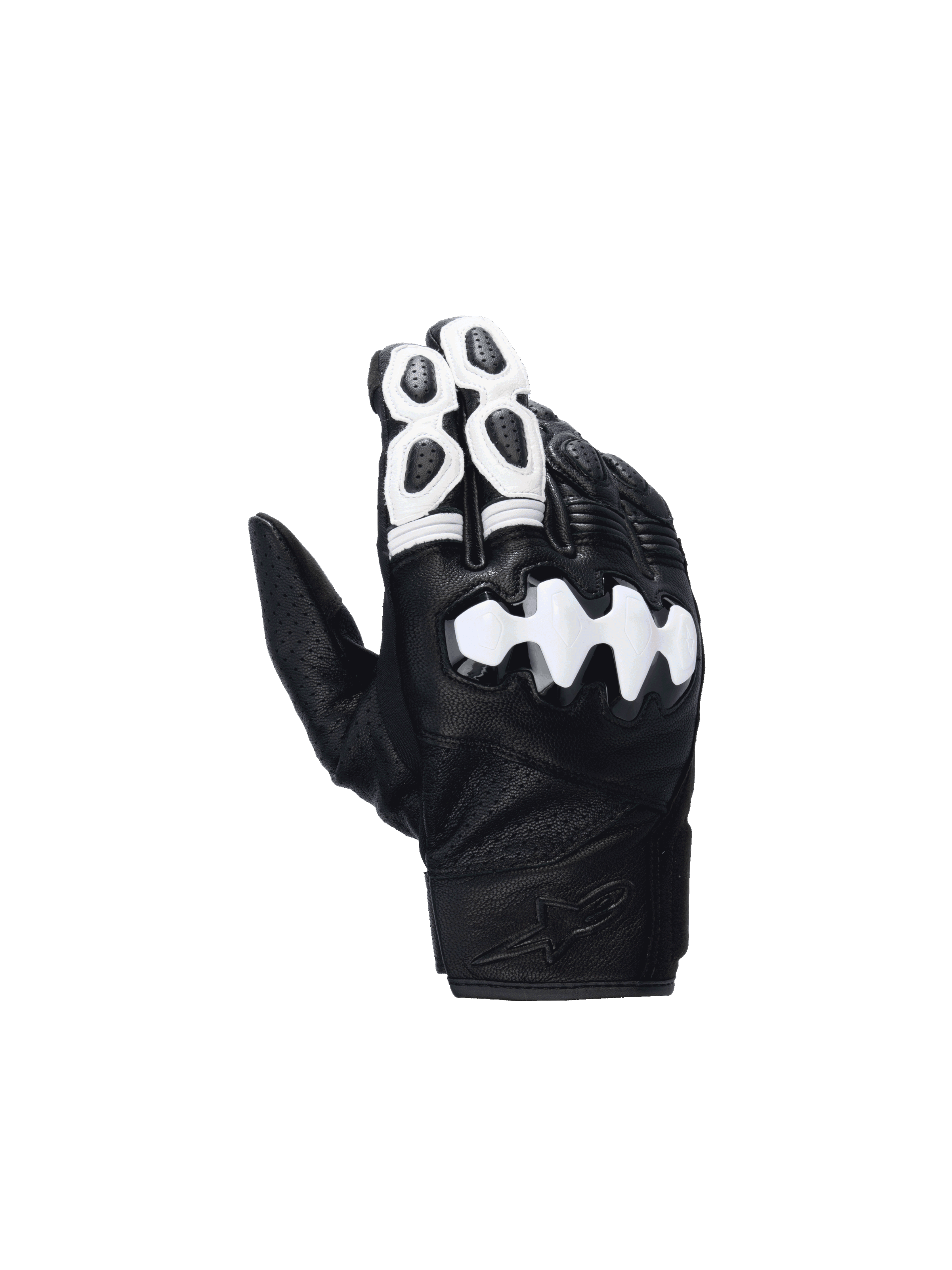 Alpinestars Guanti Celer V3, guanti da moto racing da uomo in pelle di capra neri e bianchi, con protezione nocche rigida, certificati CE