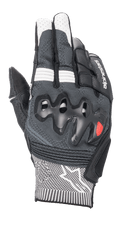 Guanti Alpinestars Morph Sport, guanti da moto, nero e bianco, con dorso in MorphTech Weave grigio, protezione nocche sovrainiettata, inserti RIDEKNIT e logo a stella bianco sul polsino
