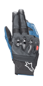 Guanti Alpinestars Morph Sport, guanti da moto, nero e blu sodalite, dotati di protezioni per le nocche sovra-iniettate, dorso in MorphTech Weave con inserti RIDEKNIT, logo con stella bianca sul polsino, tessuto tecnico testurizzato per corse su strada