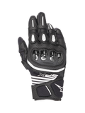 Alpinestars Guanti SPX AC V2, guanti da moto corti estivi da uomo, nero e bianco, certificati CE, struttura in pelle e rete con protezione rigida in carbonio sulle nocche