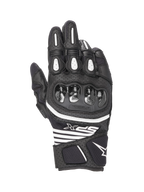 Alpinestars Guanti SPX AC V2, guanti da moto corti estivi da uomo, nero e bianco, certificati CE, struttura in pelle e rete con protezione rigida in carbonio sulle nocche