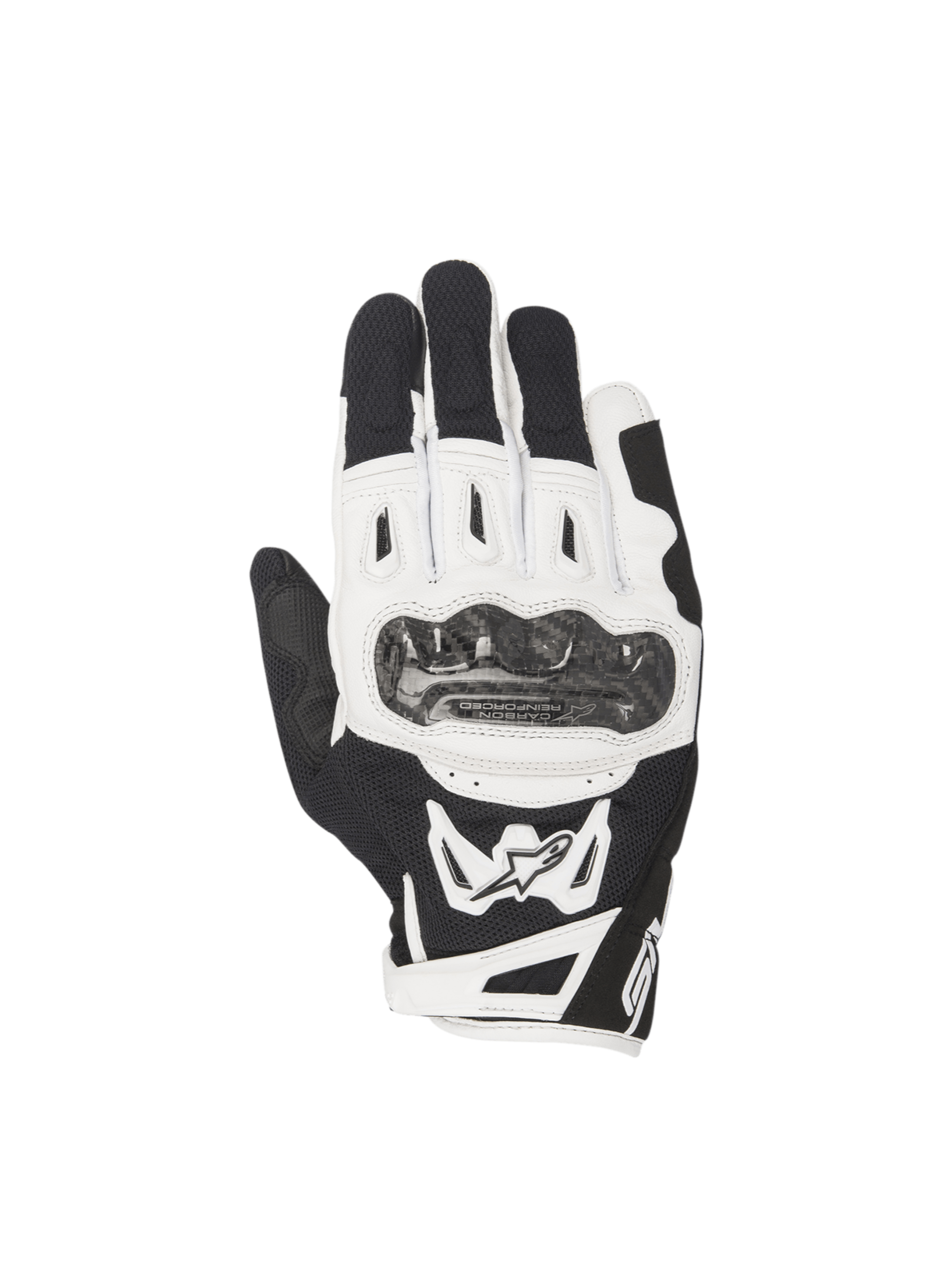 Alpinestars guanti SMX-2 Air Carbon V2, guanti da moto da uomo, neri e bianchi, in pelle e mesh 3D traspirante con protezioni nocche in carbonio, stile racing urbano