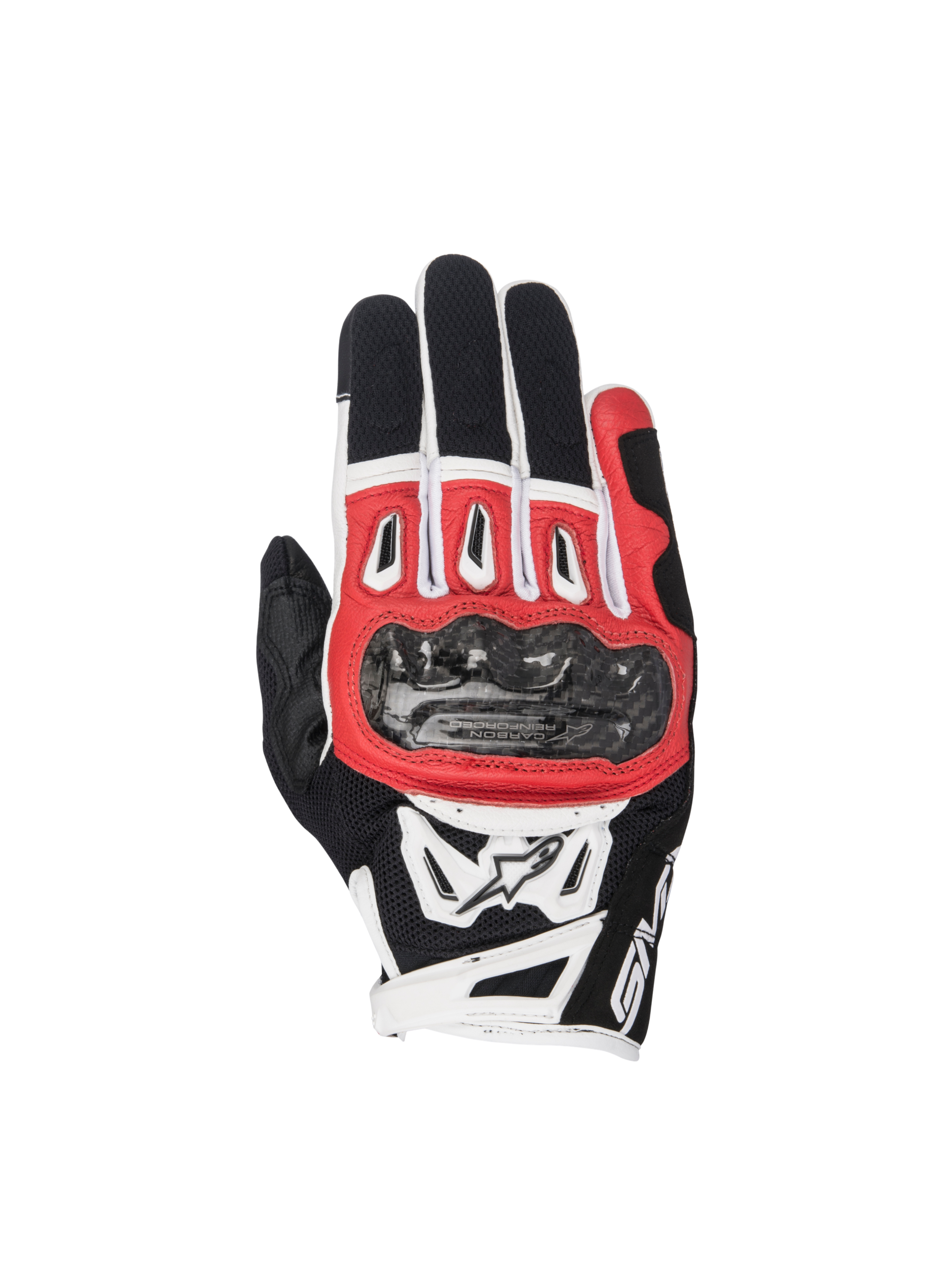 Alpinestars Guanti SMX-2 Air Carbon V2, guanti da moto racing da uomo, neri, rossi e bianchi, con protezione nocche in carbonio e mesh 3D traspirante