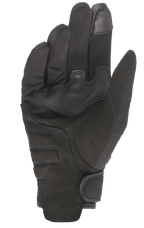 Guanti Alpinestars Copper, guanti da moto urbani, nero, vista del palmo che mostra la costruzione in camoscio sintetico, sezioni di grip rinforzate, punta del dito compatibile con touchscreen e chiusura del polso regolabile con gancio e asola
