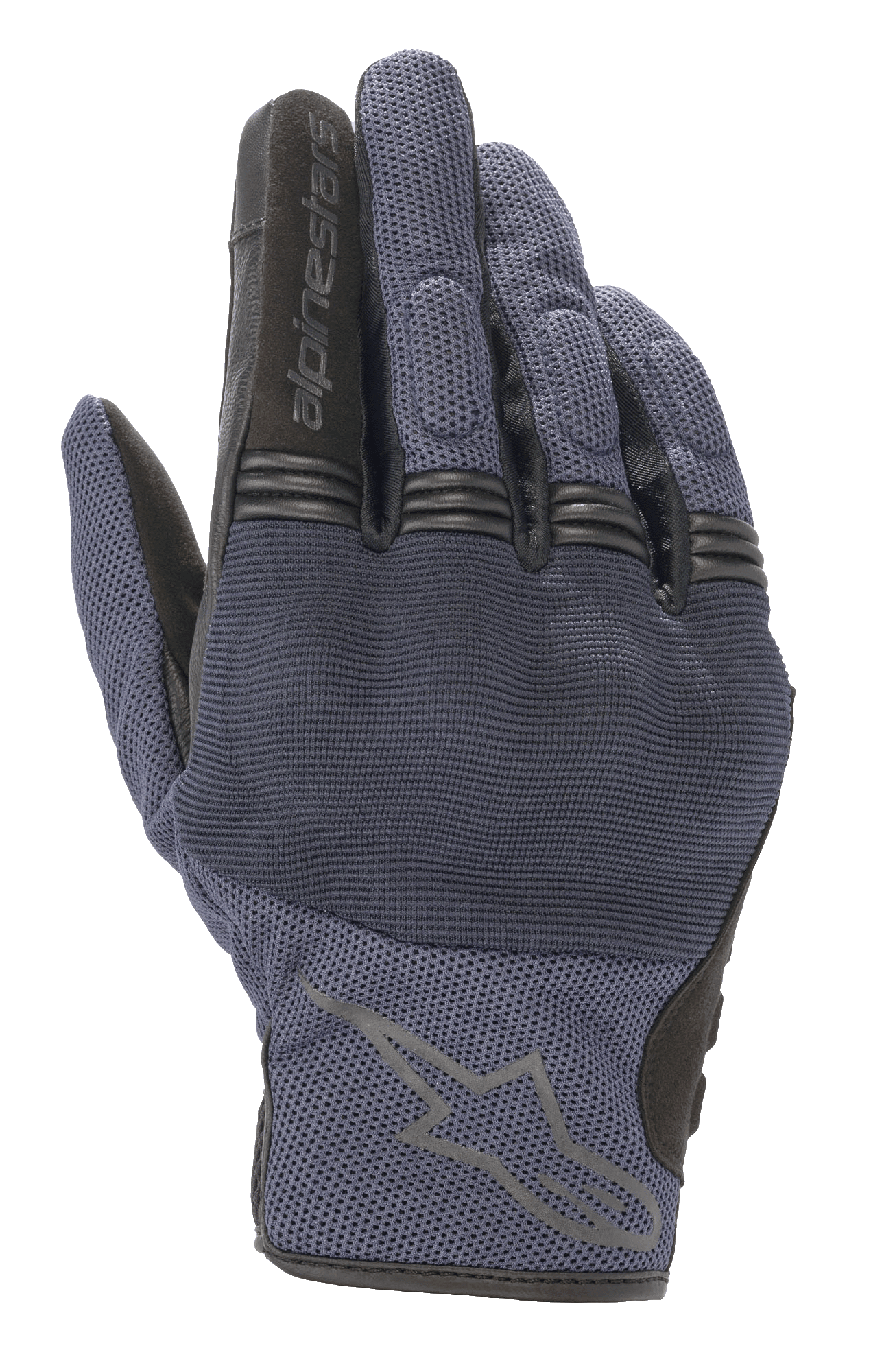 Alpinestars Copper Gloves, guanti da moto urban, blu Mood Indigo con dettagli neri, costruzione in tessuto mesh, con protezione rigida per le nocche e snodi a fisarmonica sulle dita, logo Alpinestars sul dorso