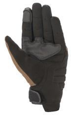 Alpinestars Copper Gloves, guanti da moto urbani, teak e nero, vista del palmo con costruzione in camoscio sintetico, pannelli rinforzati per il grip, punta del dito compatibile con touchscreen e dettagli traforati sulle dita