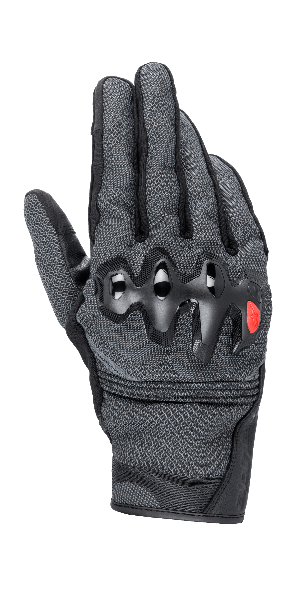 Alpinestars Morph Street Gloves, guanti da moto urbani, grigio e nero, protezioni rigide per le nocche con logo rosso, costruzione testurizzata MorphTech Weave, design a polsino corto
