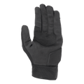 Guanti Alpinestars Stated Air, colore nero, vista del palmo con texture in morbido camoscio sintetico, palmo rinforzato con cuciture a zigzag per il grip, protezione imbottita e polsino elastico a coste