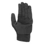 Guanti Alpinestars Stated Air, colore nero, vista del palmo con texture in morbido camoscio sintetico, palmo rinforzato con cuciture a zigzag per il grip, protezione imbottita e polsino elastico a coste