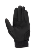Alpinestars Stated Air Gloves, guanti da moto, nero, vista del palmo con costruzione in camoscio sintetico, rinforzo sul palmo con cuciture a zigzag e polsino elastico a costine, abbigliamento da guida urbana estiva