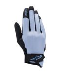 Alpinestars Stated Air Gloves, guanti da moto, blu stonewash e nero, dorso in airprene elasticizzato con texture traforata, logo a stella blu su indice e chiusura del polso, design leggero e traspirante per la guida estiva