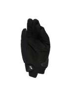 Guanti Alpinestars SP X 1, nero, vista del palmo con costruzione in pelle sintetica per la presa, slider del palmo in TPR per la protezione dagli impatti e polsino regolabile con logo Alpinestars bianco, equipaggiamento sportivo da moto