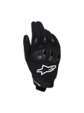 Guanti Alpinestars SP X 1, guanti sportivi da moto, neri con logo bianco, vista dall'alto che mostra la protezione delle nocche in TPR e il tessuto in mesh ventilato, abbigliamento protettivo per guida su strada e sportiva