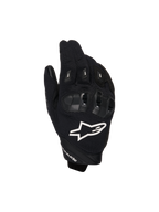 Guanti Alpinestars SP X 1, guanti sportivi da moto, neri con logo bianco, vista dall'alto che mostra la protezione delle nocche in TPR e il tessuto in mesh ventilato, abbigliamento protettivo per guida su strada e sportiva