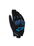 Alpinestars SP X 1, guanti da moto racing, nero e blu Blithe, con protezioni per le nocche in TPR blu, logo a stella blu brillante sul dorso, costruzione in tessuto elasticizzato, design sportivo con dettagli orientati alle prestazioni