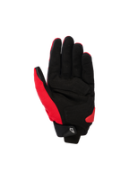 Alpinestars SP X 1 Gloves, guanti da moto sportivi, rosso acceso e nero, vista del palmo in pelle sintetica con zone rinforzate, tessuto elasticizzato rosso sul lato e sul pollice, polsino nero con linguetta e logo Astars bianco, slider del palmo in TPR rosso