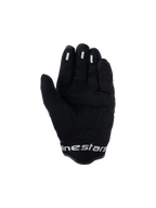 Guanti Alpinestars Mogress Airflow, guanti da moto urban, Anthracite Black, vista del palmo con rinforzi sintetici e zone in mesh 3D, inserti in silicone sulle dita per il grip, polsino corto con logo bianco