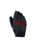 Alpinestars Mogress Airflow Gloves, guanti da moto, neri e rossi, vista del dorso con protezione delle nocche in rete rossa, pannelli in mesh 3D traspirante, design a polsino corto con cinturino a strappo, stile urban riding