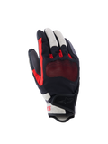 Guanti Alpinestars Mogress Airflow, guanti da moto, nero, rosso e bianco ecru, caratterizzati da dorso traforato al laser con inserti in mesh 3D, protezione nocche trasparente, design a polsino corto, abbigliamento urbano estivo
