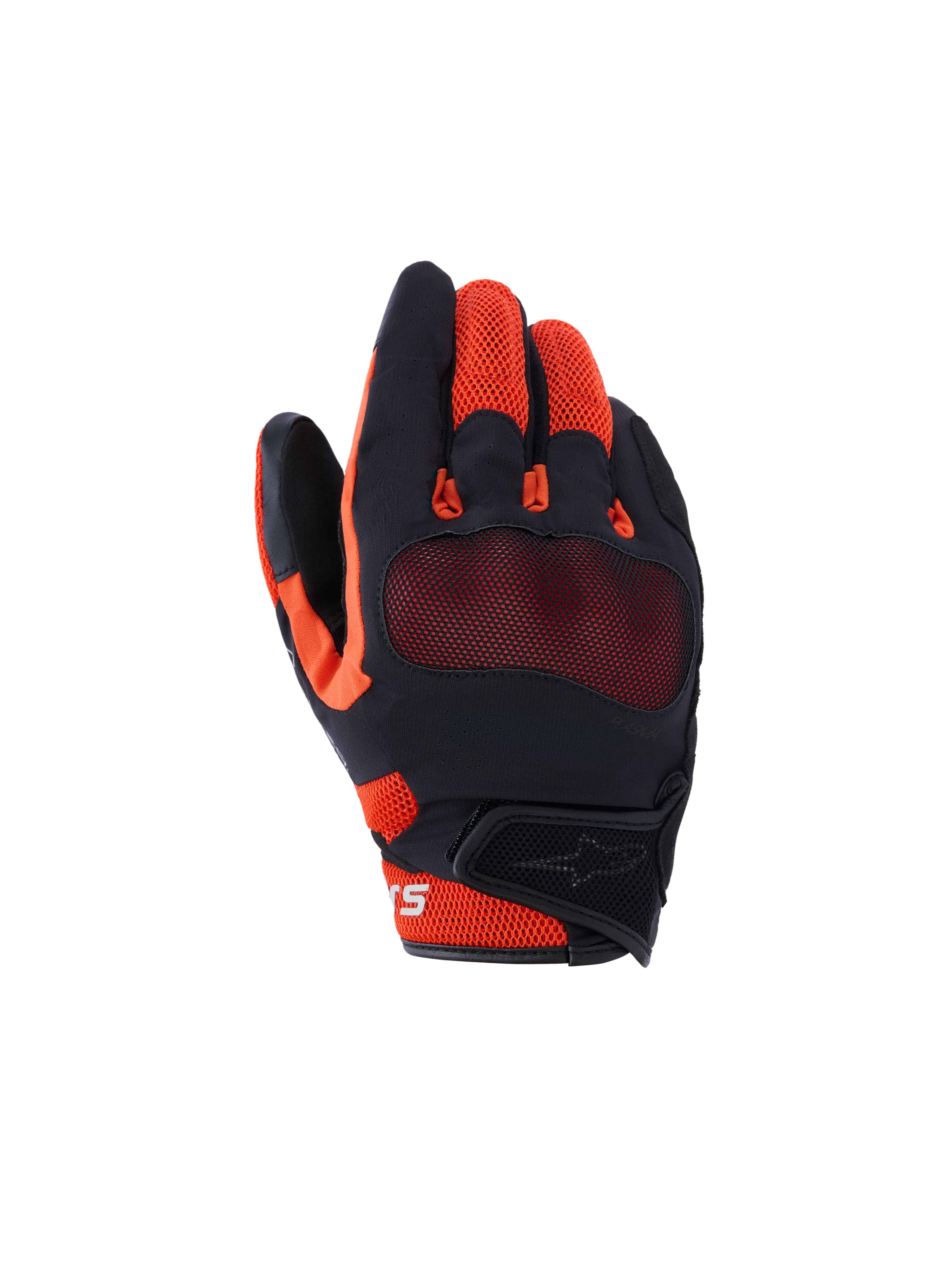 Guanti Alpinestars Mogress Airflow, guanti da moto urban, nero, rosso e tangerine, con struttura in mesh 3D traspirante, protezione per le nocche a vista e polsino corto con chiusura a strappo