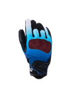 Alpinestars Mogress Airflow Gloves, guanti da moto, blu sfumato e nero, con protezione nocche rossa trasparente, dorso traforato traspirante con pannelli in mesh 3D, polsino corto con cinturino regolabile, design per guida urbana