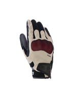 Alpinestars Mogress Airflow Gloves, guanti da moto beige, neri e rossi, con protezione nocche Nucleon Plasma rossa, dita perforate al laser, pannelli in mesh 3D per la ventilazione e polsino corto con cinturino in velcro
