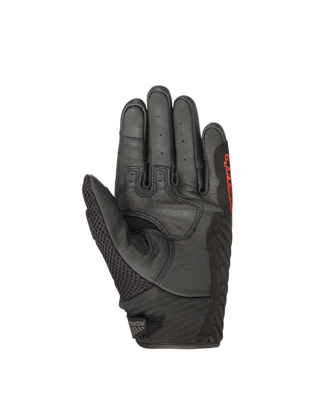 Guanti Alpinestars SMX-1 Air V2, guanti da moto da uomo, neri e rossi, palmo in pelle perforata con rinforzi imbottiti e inserti in mesh, ideali per uso stradale, certificati CE