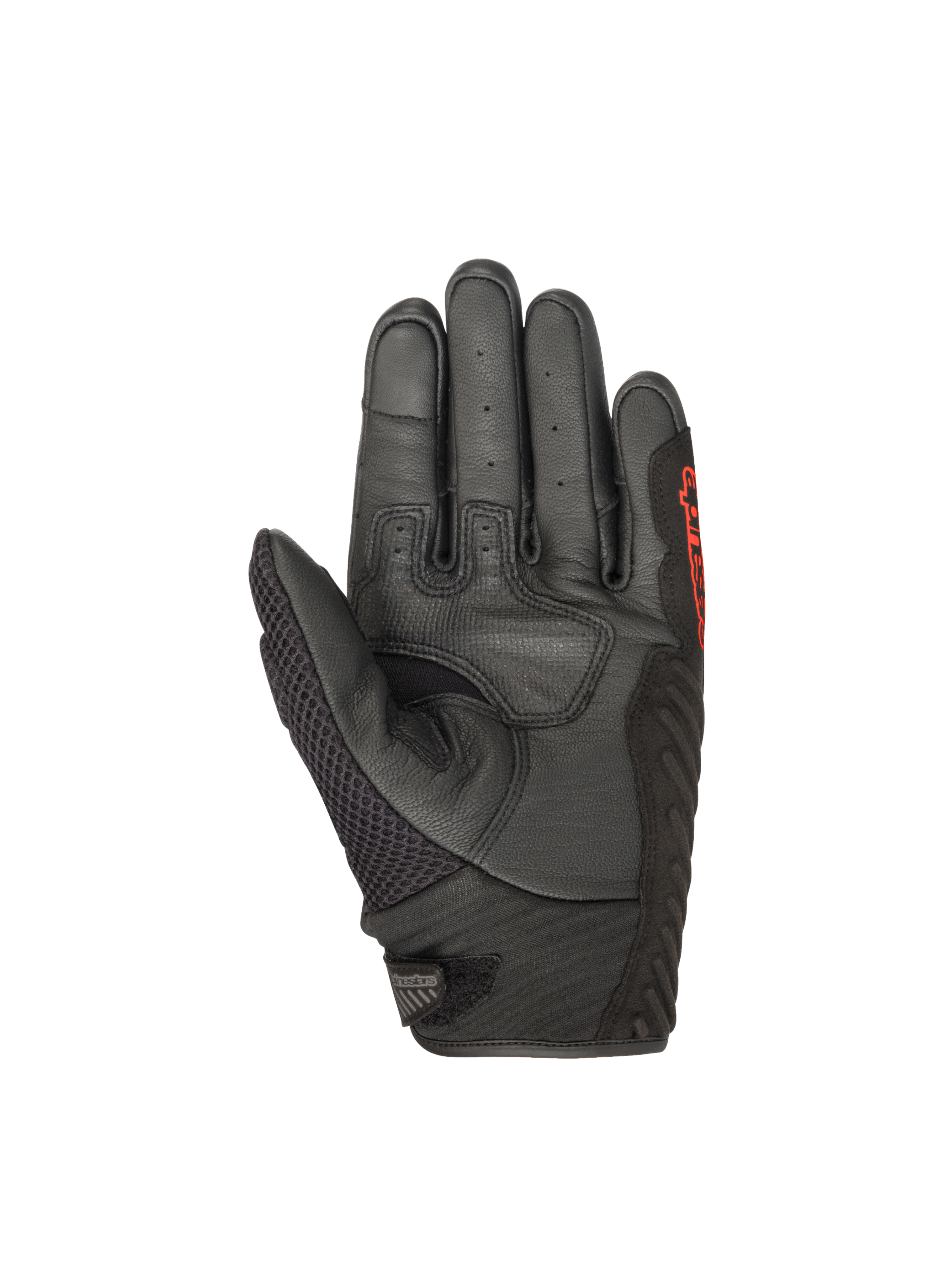 Guanti Alpinestars SMX-1 Air V2, guanti da moto da uomo, neri e rossi, palmo in pelle perforata con rinforzi imbottiti e inserti in mesh, ideali per uso stradale, certificati CE
