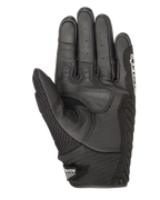 Guanti Alpinestars SMX-1 Air V2, guanti da moto, nero, vista del palmo che mostra la pelle traforata e la struttura in air-mesh, zone di presa rinforzate, polsino corto con logo Alpinestars sulla chiusura
