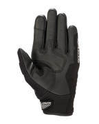 Guanti Alpinestars SMX-1 Air V2, vista del palmo, nero e bianco, con zone di grip in pelle rinforzata, area del palmo traforata per la ventilazione e polsino corto con chiusura in velcro.