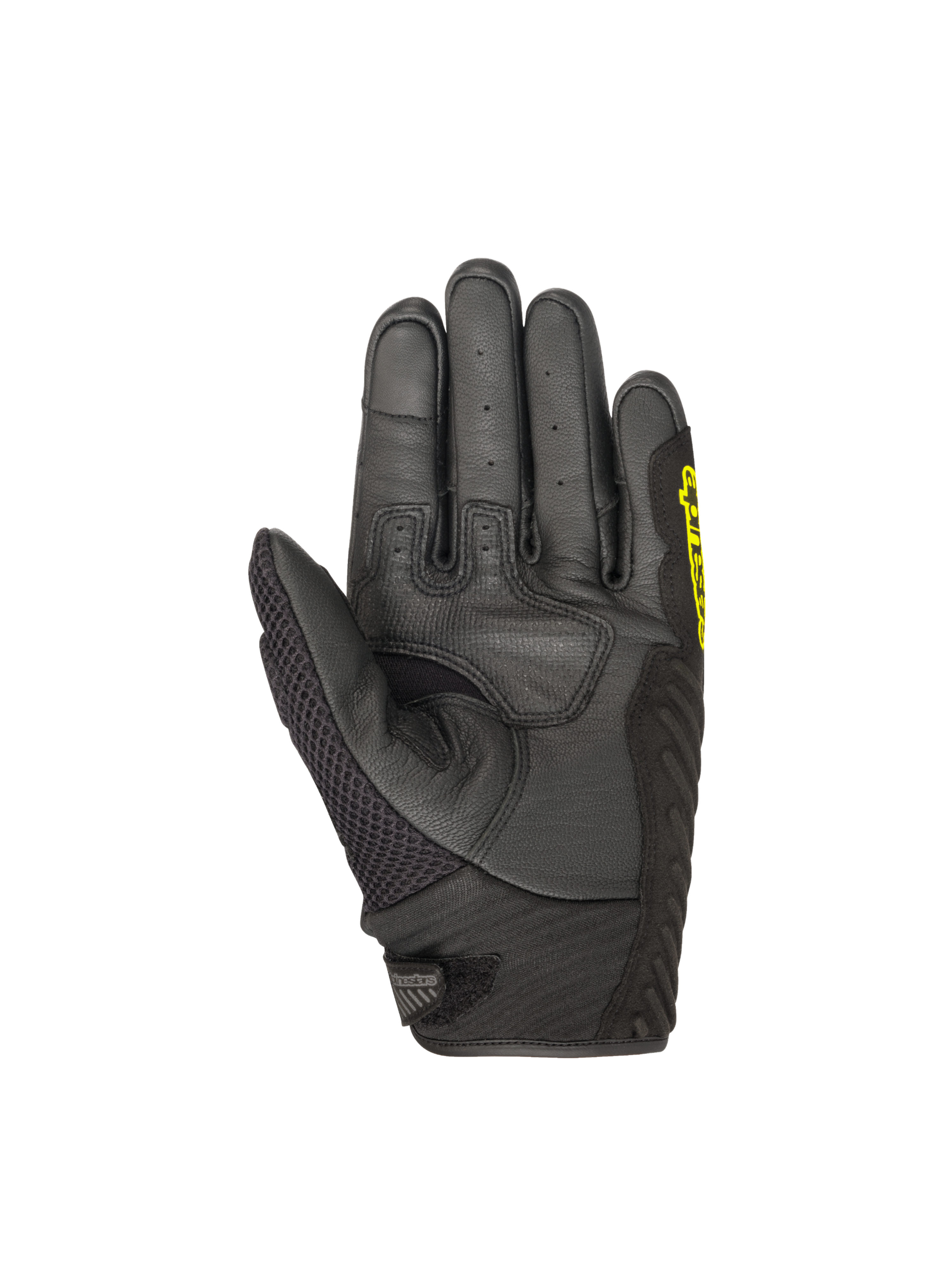 Alpinestars guanti SMX-1 Air V2, guanti da moto da uomo, neri e giallo fluo, palmo in pelle rinforzata con mesh traspirante, chiusura a strappo sul polso, abbigliamento road e racing