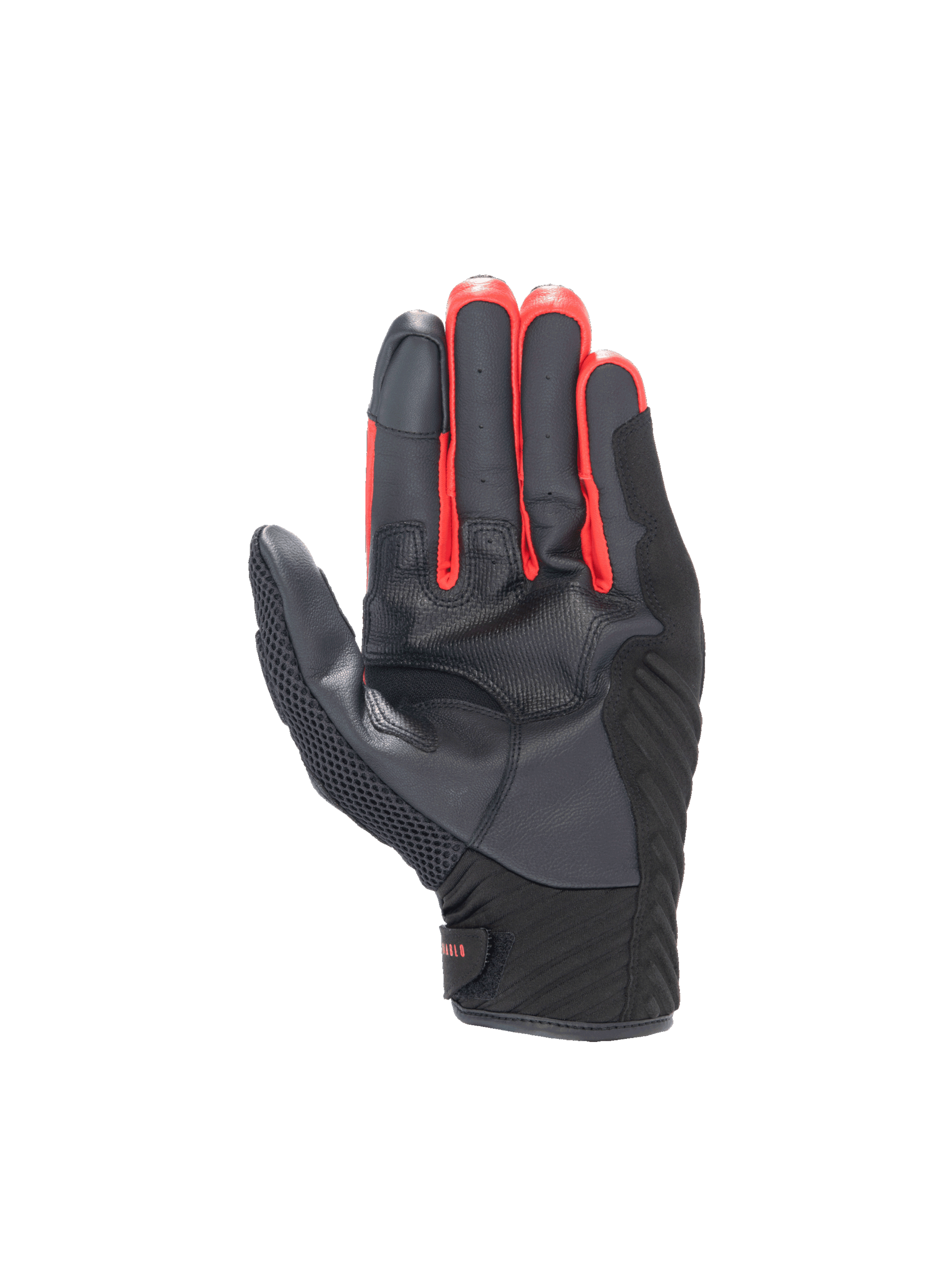 Guanti Alpinestars FQ20 SMX-1 Air V2 Monster, guanti da moto da uomo, neri e rossi, in pelle e mesh, vista del palmo con zona di grip, ideali per guida stradale e urbana