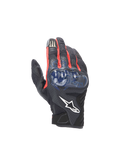 Alpinestars Guanti FQ20 SMX-1 Air V2 Monster, guanti da moto estivi da uomo, nero e blu, pelle e mesh traspirante con protezione nocche rigida, grafica El Diablo e logo Monster Energy.