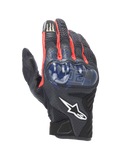Alpinestars FQ20 SMX-1 Air V2 Monster Gloves, guanti sportivi da moto, nero con dettagli rossi e blu, con protezione rigida blu per le nocche, pannelli di ventilazione in mesh, grafiche firmate Fabio Quartararo e logo Monster Energy sul dito indice