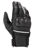 Alpinestars Phenom Leather Air Gloves, guanti da moto a polsino corto, neri con una sottile striscia bianca, caratterizzati da una struttura in pelle di capra traforata, protezione rigida per le nocche e dita imbottite