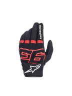 Alpinestars Guanti MM93 Losail V2, guanti da moto urban da uomo, nero e rosso fluo, in tessuto con protezione nocche rigida e logo Marc Marquez 93.