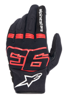 Alpinestars MM93 Losail V2 Gloves, guanti da moto racing, nero con rosso fluo, grafica Marc Marquez 93, logo Alpinestars bianco, dorso in mesh traspirante, pannelli a soffietto sulle dita per flessibilità, stile racing urbano