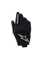Guanti Alpinestars Reef Donna V2, nero e bianco, guanti da moto a polsino corto, dorso in tessuto con protezione delle nocche in TPU 3D, logo a stella bianco e scritta sull'indice