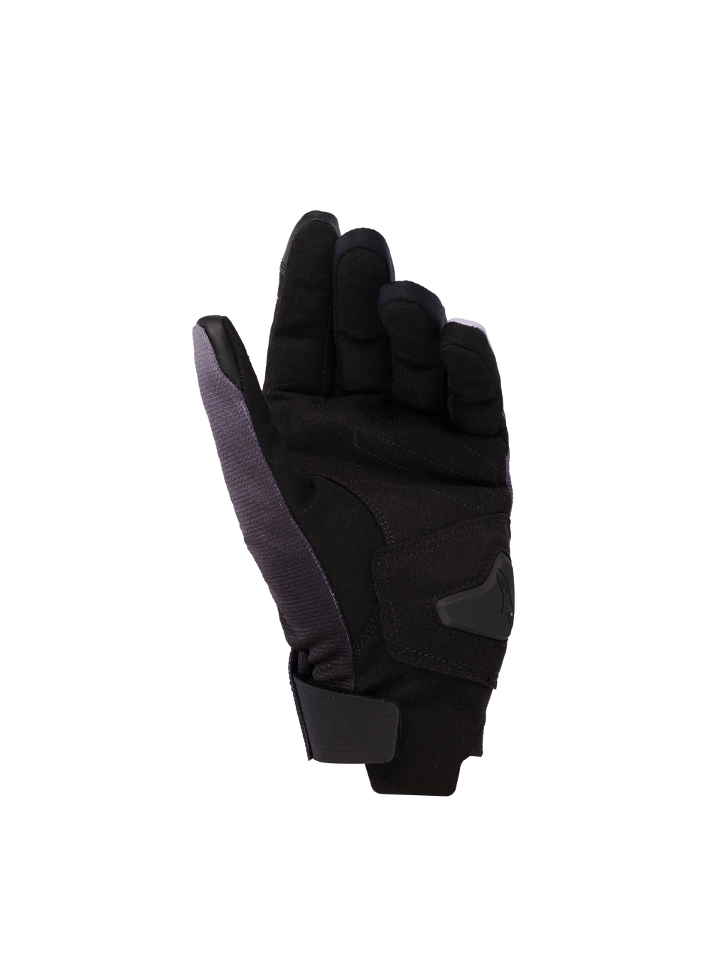 Guanti Alpinestars Reef Donna v2, guanti da moto da donna, Grigio Nero Rosa Fluo, vista del palmo in pelle scamosciata sintetica con rinforzi imbottiti, polsino corto con chiusura a strappo e pelle conduttiva su indice e pollice per funzionalità touchscreen