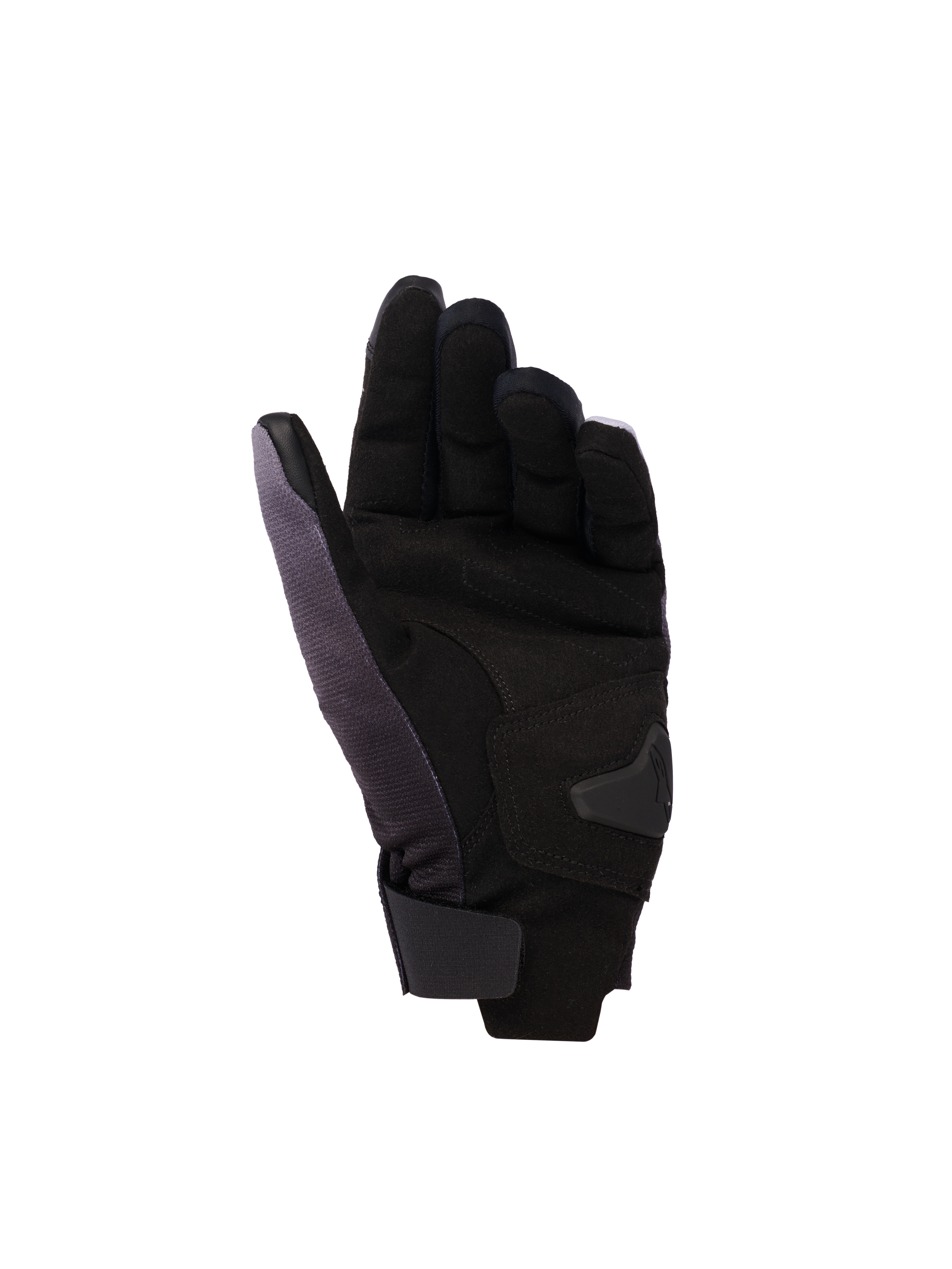 Guanti Alpinestars Reef Donna v2, guanti da moto da donna, Grigio Nero Rosa Fluo, vista del palmo in pelle scamosciata sintetica con rinforzi imbottiti, polsino corto con chiusura a strappo e pelle conduttiva su indice e pollice per funzionalità touchscreen