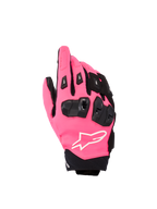 Guanti Alpinestars Stella SP X 3, guanti da moto sportivi da donna, rosa e nero, con protezioni per le nocche in TPU nero, dettaglio logo bianco e struttura in tessuto a polsino corto
