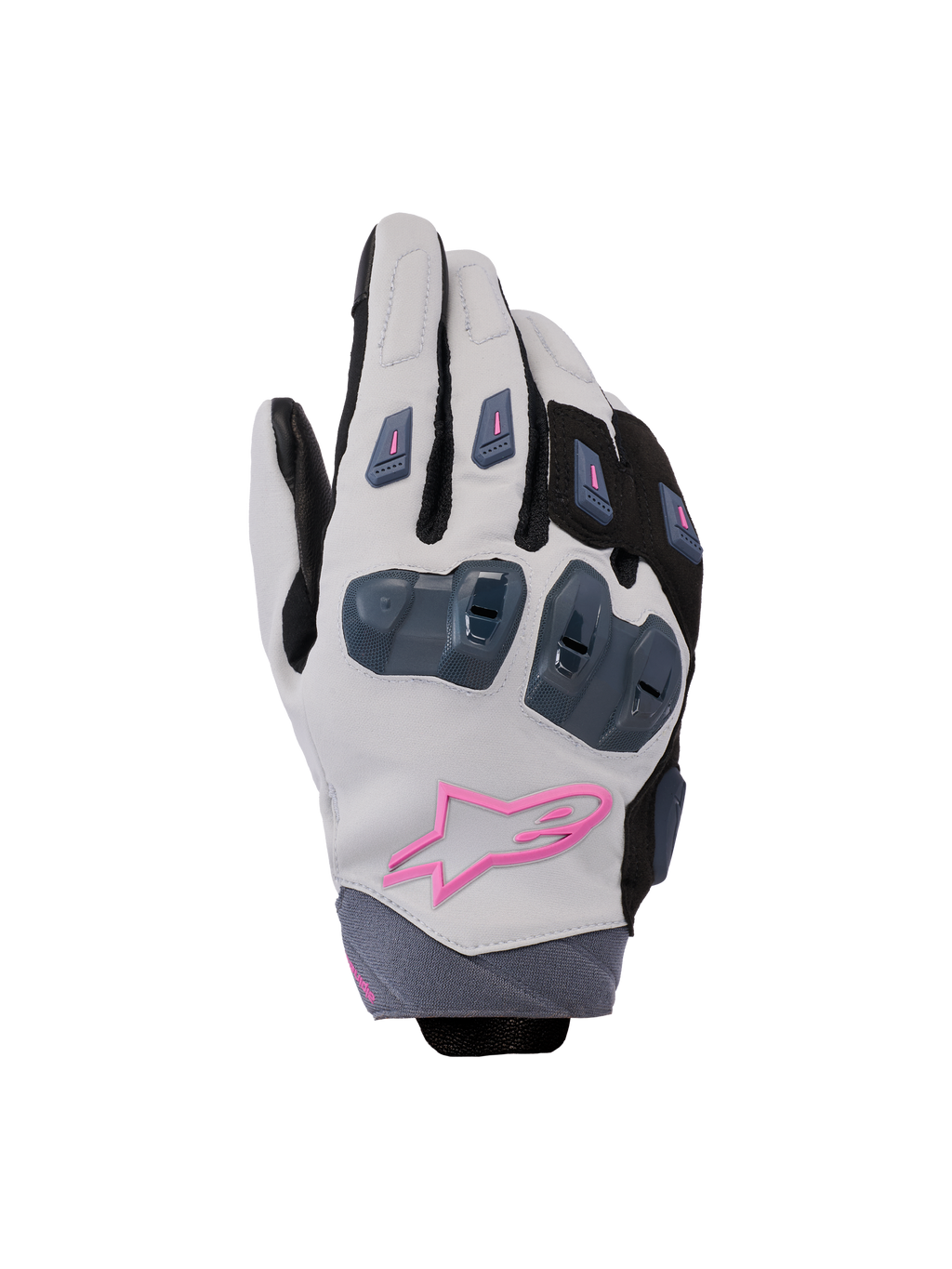 Alpinestars Stella SP X 3, guanti da moto racing da donna, grigio medio, nero e rosa, dotati di protezione rigida sulle nocche e logo a stella rosa, design sportivo ed elegante