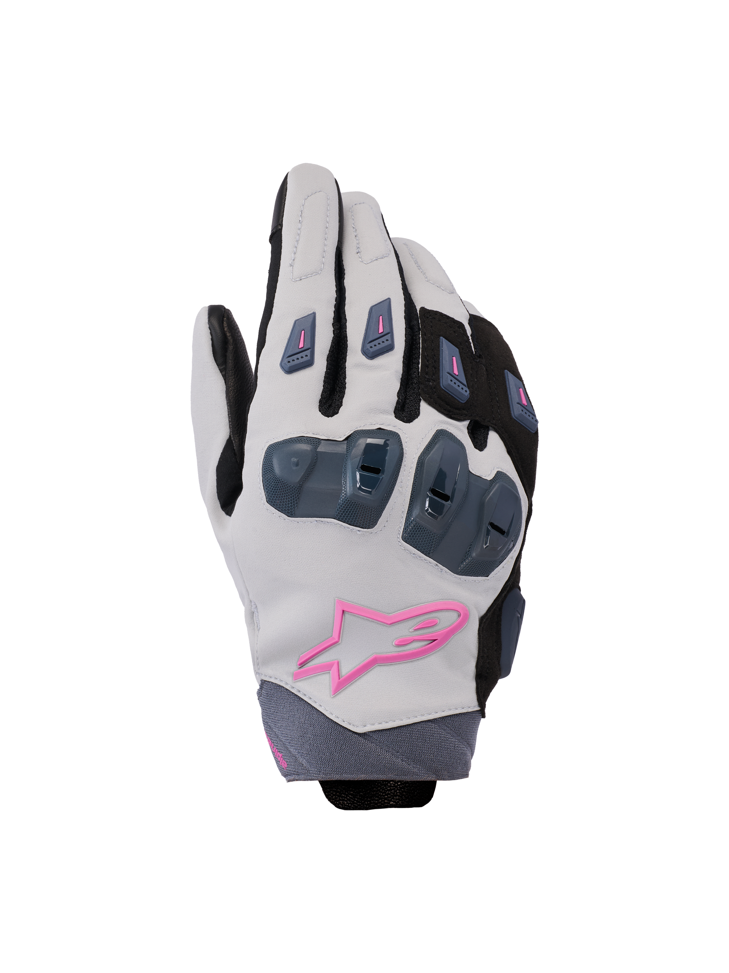 Alpinestars Stella SP X 3, guanti da moto racing da donna, grigio medio, nero e rosa, dotati di protezione rigida sulle nocche e logo a stella rosa, design sportivo ed elegante